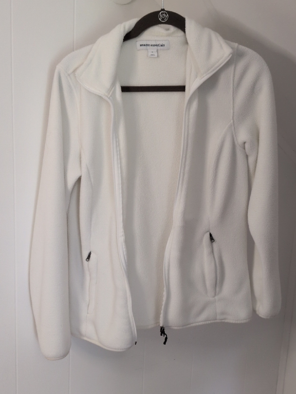 Amazon Essentials White Full-Zip Teddy Fleece Jacket